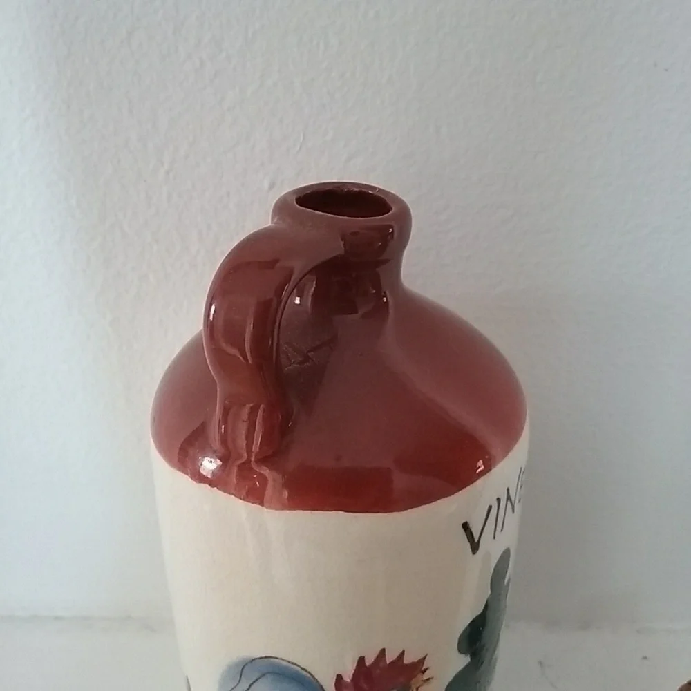 VTG RELCO JAPAN Blue Rooster Brown Stoneware VINEGAR with PEPPER
